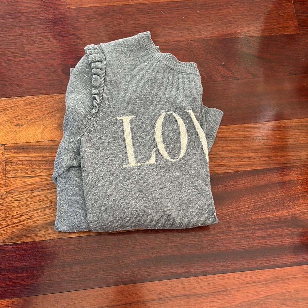 Gray Sweater with Love Print